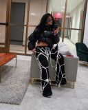BN7279 Wholesale dark black style characteristic tied rope decorative speaker pants (including pockets)