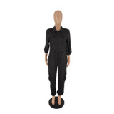 2023 Summer spring Jumpsuits ladies Rompers short sleeves zip up cargo pocket overall Jumpsuit for women