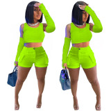 Hot Selling 2023 Custom Logo Women 3 Piece Set Summer Women Clothing Tank Top And Shorts Set With Sleeves 3 Pieces Set for Sport