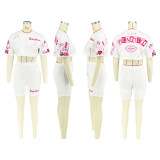 Fashion Printed Two Piece Biker Shorts Sets For Women 2023 T Shirt And Shorts Womens Summer 2 Piece Short Sets Women