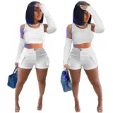 Hot Selling 2023 Custom Logo Women 3 Piece Set Summer Women Clothing Tank Top And Shorts Set With Sleeves 3 Pieces Set for Sport