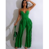 2023 Summer Women Fashion Clothing 2 Piece Pants Sets Casual Solid Sexy Halter Two Pieces Set with Tassel 2023 Women Suit Sets