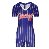 Casual sport one piece short jumpsuits playsuits women  2023 summer XS-XL short sleeve streetwear baseball fit jumpsuits rompers