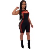 5 Colors Summer Striped Sexy Mesh Hollow Out Workout One Piece Rompers Women Jumpsuit 2023