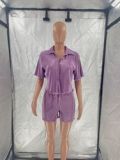 summer 2023 short sleeves shirt with shorts casual cute pleated ruffle two piece shirts short set