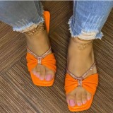 BUSY GIRL BT4574 Flat Sandals Wholesale Shoes Custom Slides Slippers Ladies Shiny V Lace Bow Women Shoes Slippers For Women