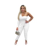 2023 Fashion Women'S Sets Sexy Solid Color One Sleeve Irregularity Top Two Piece Trousers Set For Women