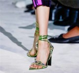 Wholesale Luxury Women Gold Gem Pointed Toe High Stiletto Lace Up Rhinestone Heels Sandals