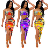 spaghetti strap printed color hollow out beachwear midi dress for women 2023 summer hot seller