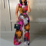 Sharee New Style Summer Fall Streetwear Printed Sleeveless Wide Leg plus Size Jumpsuits for Women 2023