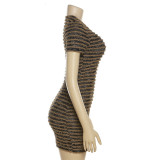 Short Sleeve Patchwork striped Color Fashion Mini Dress For Women 2023 Trendy Design