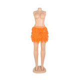 2023 Summer High Waist Feather Skirt Women Party Clubwear
