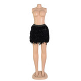 2023 Summer High Waist Feather Skirt Women Party Clubwear