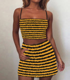 spaghetti strap patchwork striped color skirt sets women 2023 Summer Two Piece Sets Outfits