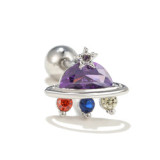 Cute and creative space element earrings alien UFO shaped screw piercing earrings