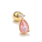 Korean exquisite pink heart-shaped stainless steel rod piercing screw ball stud hot selling earrings