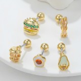 20G stainless steel thin rod pierced earrings 18k color zircon Hamburg ear bone nails women piercing jewelry