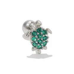 Cute new animal ear bone nail micro inlaid zircon screw piercing ball earrings