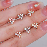 Lovely flower shape inlaid with exquisite zircon pierced ear bone nail jewelry
