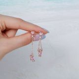 Korean version long tassel love bear screw ear bone screw piercing jewelry earrings