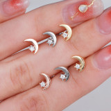 Classic moon star ear bone nail stainless steel rod ball screw ear nail piercing jewelry