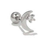 Classic moon star ear bone nail stainless steel rod ball screw ear nail piercing jewelry