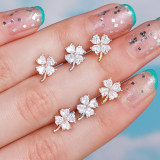 Lovely flower shape inlaid with exquisite zircon pierced ear bone nail jewelry