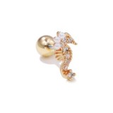 Fashion geometric shape inlaid zircon screw earrings Light luxury style earrings women piercing jewelry