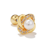 Hot selling new creative animal earrings small gecko earrings stainless steel piercing screw ball ear bone nails