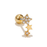 New style zircon flower earrings Stainless steel rod pierced ear piercing jewelry Small personality women's earrings
