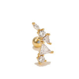 New style zircon flower earrings Stainless steel rod pierced ear piercing jewelry Small personality women's earrings