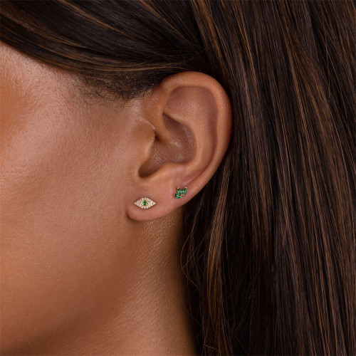 Western Devil's Eye Shaped Piercing Blue Green Zircon Earrings For Women Earrings