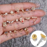 New style zircon flower earrings Stainless steel rod pierced ear piercing jewelry Small personality women's earrings