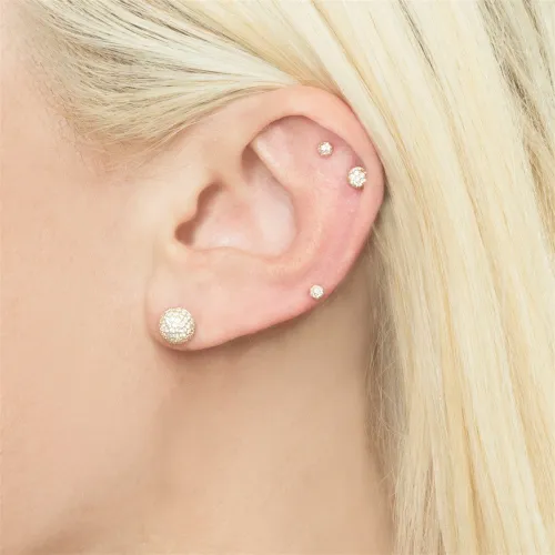 Geometric half round ear bone nail fashion temperament screw piercing jewelry earrings