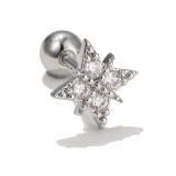 Light and luxurious geometric super flash drill ear screws Star shaped screw ear bone screws small piercing earrings