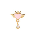 Pink Heart Earbone Nails 18K Gold Drip Oil Earrings Piercing Screw Ball Ear Nails Jewelry