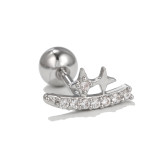 Light and luxurious geometric super flash drill ear screws Star shaped screw ear bone screws small piercing earrings