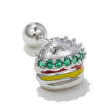 20G stainless steel thin rod pierced earrings 18k color zircon Hamburg ear bone nails women piercing jewelry