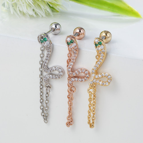 Small animal ear bone nails ins temperament retro Korean 2022 new stainless steel rod simple small snake shaped earrings