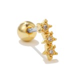 New style zircon flower earrings Stainless steel rod pierced ear piercing jewelry Small personality women's earrings