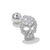 Simple geometric zircon shaped stainless steel thin rod ear bone nail piercing jewelry