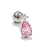 Korean exquisite pink heart-shaped stainless steel rod piercing screw ball stud hot selling earrings