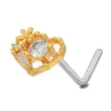 Stainless steel L pole creative nose piercing jewelry fashion super flash micro set zircon nose nail