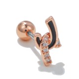 Version Creative Orange Screws  Zircon Stainless Steel Rod Earrings Soft Earbone Nails Personalized  Piercing Jewelry