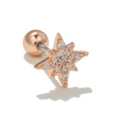 Western Ear nail Women Stainless Steel Needle Zircon Star shaped Earbone Nail Simple Personality Earrings