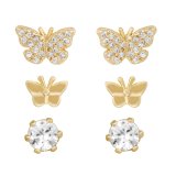 Fashion butterfly shape small ear stud screw screw ball piercing jewelry earrings