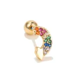 Cute new animal ear bone nail micro inlaid zircon screw piercing ball earrings