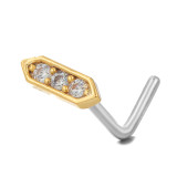 Stainless steel L pole creative nose piercing jewelry fashion super flash micro set zircon nose nail