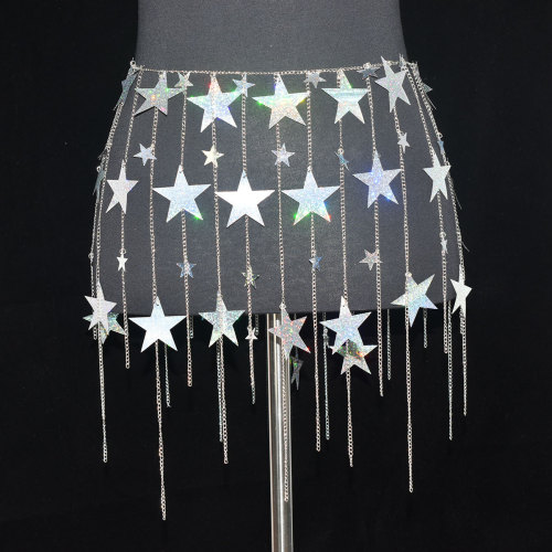 Baolingshop Personalized body chain waist chain sequins pentagram tassel skirt belly dance accessories Body chain new product