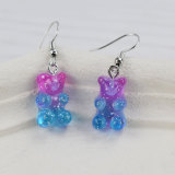 Baolingshop Cute Little Bear Earrings Colorful Resin Transparent Purple Earrings Earhooks Earpins Popular